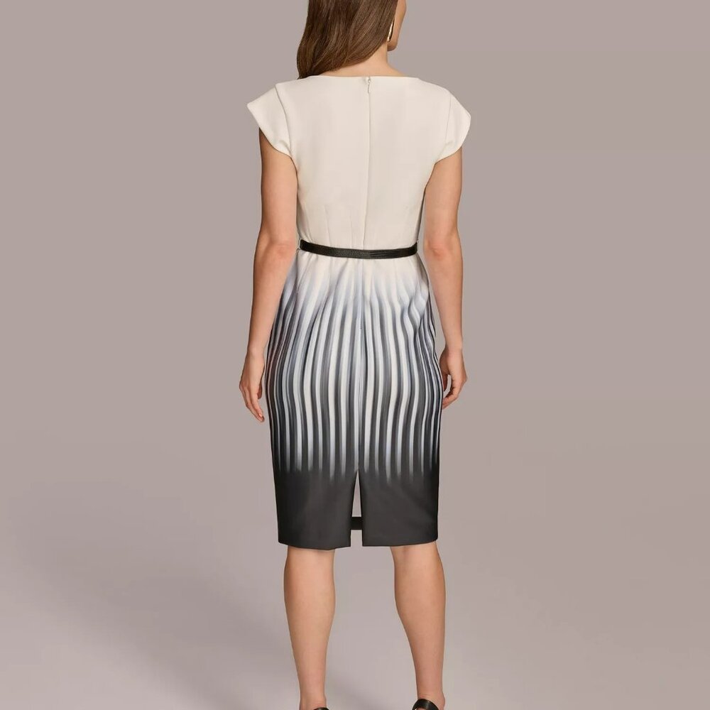 Donna Karan Women's Belted Ombré-Print Sheath Dress - Picture 2 of 9